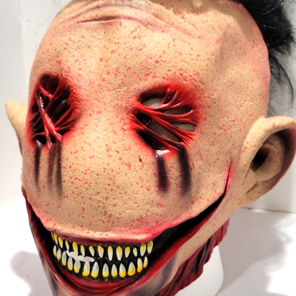 Evil horror Stitched eyes adult Halloween mask Mohawk hair
